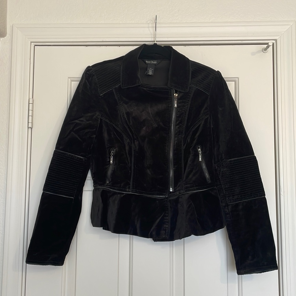WHBM Black Velvet Moto Jacket